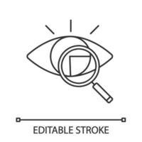 Retina scan linear icon. Iris recognition. Thin line illustration. Eye scanning. Biometric identification. Optical recognition. Vision diagnostic. Vector isolated outline drawing. Editable stroke