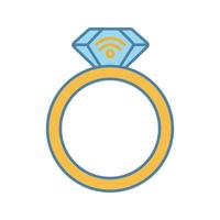 NFC ring color icon. Near field communication. RFID transponder. Smart ring. Contactless technology. Isolated vector illustration