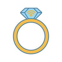 NFC ring color icon. Near field communication. RFID transponder. Smart ring. Contactless technology. Isolated vector illustration