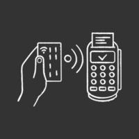 icono de tiza de pago nfc. terminal pos. terminal de pago transacción sin contacto. Cerca de un campo de comunicación. pago electrónico. ilustración de pizarra de vector aislado