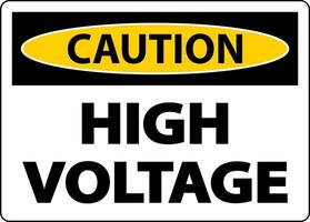 Caution High Voltage Sign On White Background vector