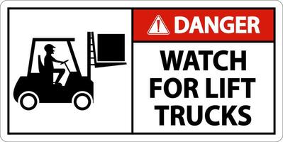 Danger Watch For Lift Trucks Sign On White Background vector