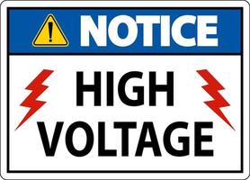 Notice High Voltage Sign On White Background vector