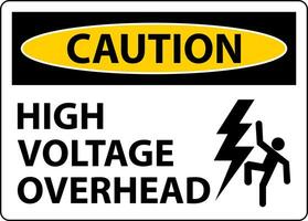 Caution High Voltage Overhead Sign On White Background vector