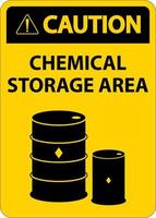 Caution Chemical Storage Area Sign On White Background vector