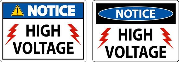 Notice High Voltage Sign On White Background vector