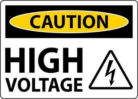 Caution High Voltage Sign On White Background vector