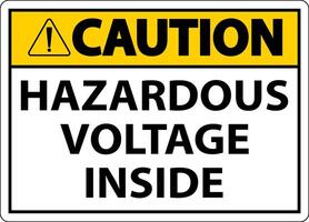 Caution Hazardous Voltage Inside Sign On White Background vector