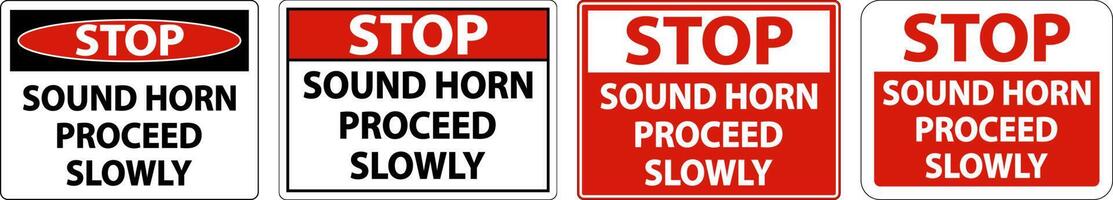 Stop Sound Horn Proceed Slowly Sign On White Background vector