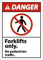 Danger No Pedestrian Traffic Forklifts Only Sign vector