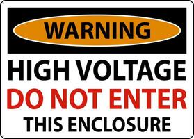 Warning High Voltage Do Not Enter Enclosure Sign vector