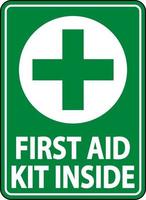 First Aid Kit Inside Sign Label Sign on white background vector