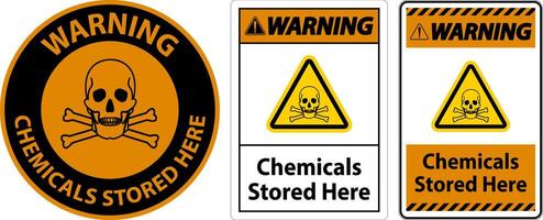 Warning Chemicals Stored Here Sign On White Background vector