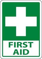 First Aid Label Sign on white background vector