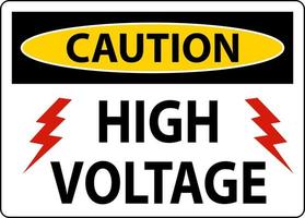 Caution High Voltage Sign On White Background vector