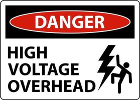 Danger High Voltage Overhead Sign On White Background vector