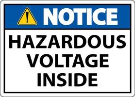 Notice Hazardous Voltage Inside Sign On White Background vector