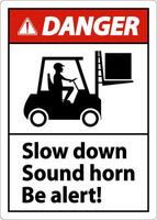 Danger 2-Way Slow Down Sound Horn Sign On White Background vector