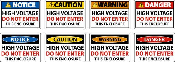 High Voltage Do Not Enter Enclosure Sign vector