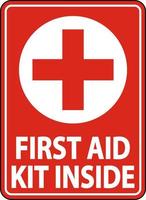 First Aid Kit Inside Sign Label Sign on white background vector