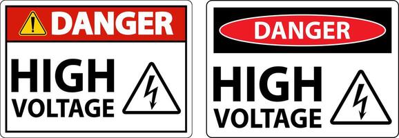 Danger High Voltage Sign On White Background vector