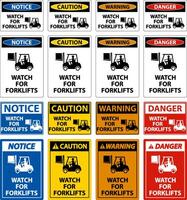 Caution Watch For Forklifts Sign On White Background vector