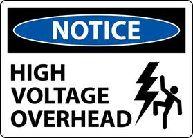 Notice High Voltage Overhead Sign On White Background vector