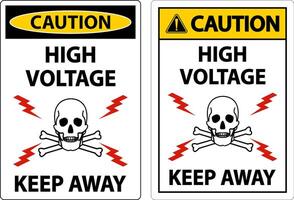 precaución alto voltaje mantener alejado signo sobre fondo blanco vector