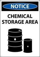 Aviso de área de almacenamiento de productos químicos signo sobre fondo blanco. vector