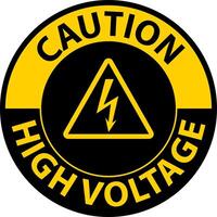 Caution High Voltage Floor Sign On White Background vector