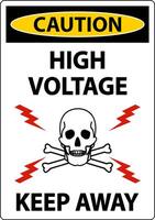 Caution High Voltage Keep Away Sign On White Background vector