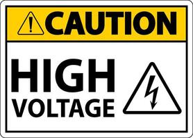 Caution High Voltage Sign On White Background vector