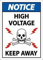 Notice High Voltage Keep Away Sign On White Background vector