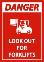 Danger 2-Way Look Out For Forklifts Sign On White Background vector