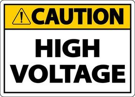 Caution High Voltage Sign On White Background vector