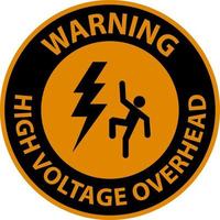 Warning High Voltage Overhead Sign On White Background vector