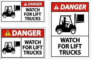 Danger Watch For Lift Trucks Sign On White Background vector