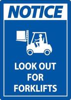 Notice 2-Way Look Out For Forklifts Sign On White Background vector