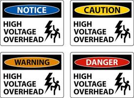 Danger High Voltage Overhead Sign On White Background vector