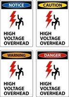 Danger High Voltage Overhead Sign On White Background vector