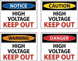 Danger High Voltage Keep Out Sign On White Background vector