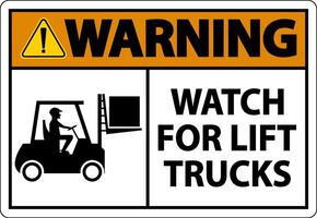 Warning Watch For Lift Trucks Sign On White Background vector