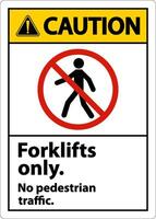 Caution No Pedestrian Traffic Forklifts Only Sign vector