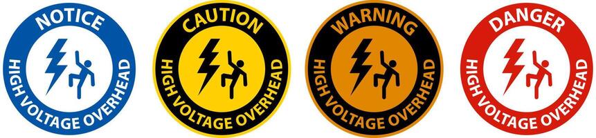 Danger High Voltage Overhead Sign On White Background vector