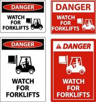 Danger Watch For Forklifts Sign On White Background vector