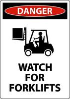 Danger Watch For Forklifts Sign On White Background vector