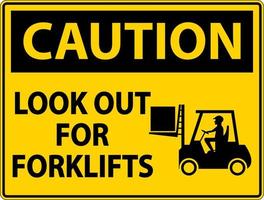 Caution 2-Way Look Out For Forklifts Sign On White Background vector