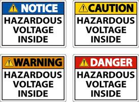 Danger Hazardous Voltage Inside Sign On White Background vector