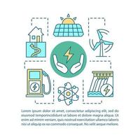 Eco energy concept linear illustrations. Green technology. Alternative energy. Article, brochure, magazine page layout. Icons with text boxes. Clean power. Print design. Vector isolated drawing