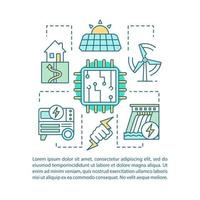 Eco energy concept linear illustrations. Green technology. Alternative energy. Article, brochure, magazine page layout. Icons with text boxes. Clean power. Print design. Vector isolated drawing